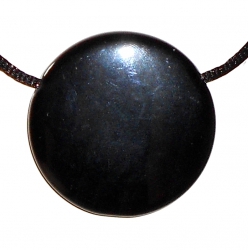 Pendentif miroir en Obsidienne noire Cordon offert