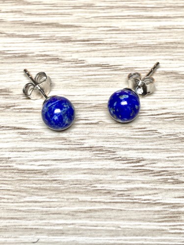 Boucles d'oreilles lapis lazuli perles de 6mm
