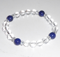 Bracelet lapis lazuli et cristal de roche Perles de 8mm