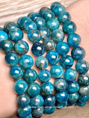 Bracelet lithothérapie pierre apatite bleue