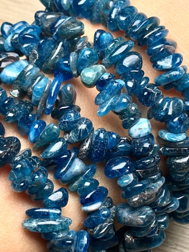 Bracelet lithothérapie pierre apatite bleue