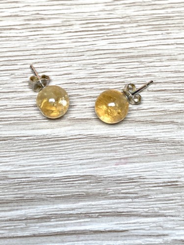 Boucles d'oreilles citrine perles de 8mm