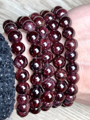 Bracelet pierre grenat Perles de 8mm
