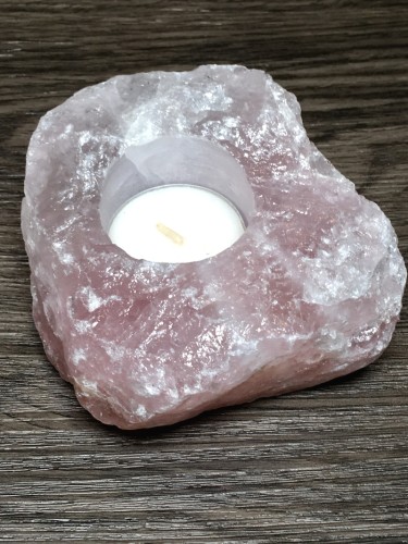 pierre quartz rose en bougeoir