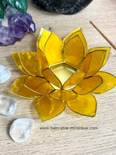 Bougeoir Lotus jaune Chakra plexus solaire