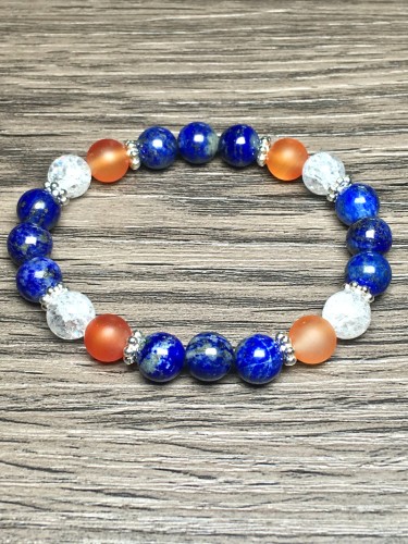 Bracelet perles en lapis lazuli et cornaline Perles de 8mm